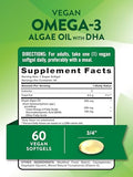 Nature's Truth Vegan Omega 3 Softgels - Algae Oil Formula with DHA - Non-GMO & Gluten Free (60 Count)