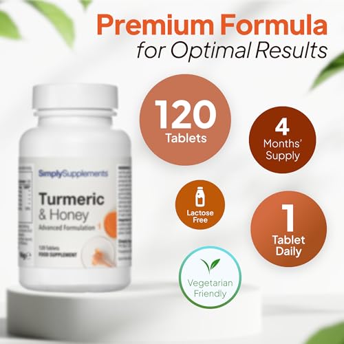 Turmeric and Honey Tablets - 120 Tablets, Vegetarian Friendly, Made in the UK for Natural Wellness