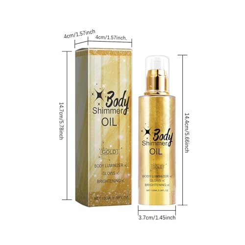Gold Body Shimmer Oil - Illuminating Glitter Lotion for All Skin Types