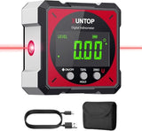 USB Digital Angle Finder with Electronic Laser - 4-Side Magnetic Inclinometer for Woodworking
