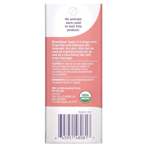 Life-Flo Organic Pure Rosehip Seed Oil - Nourishing & Regenerating