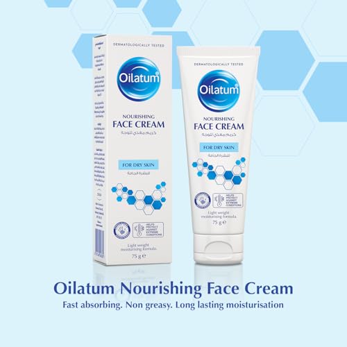 Oilatum Nourishing Face Cream 75g - Gentle Lotion for Dry & Sensitive Skin, Makeup Base