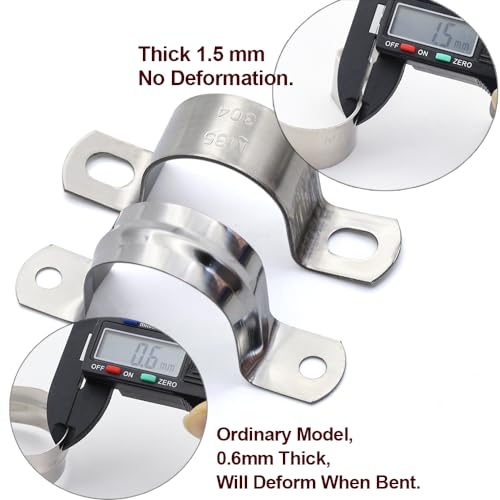 Pipe Strap Clamp Ø 40 mm Heavy Duty Metal U Bracket - Stainless Steel Conduit Clamps for Pipe Mounting, 10 Pcs
