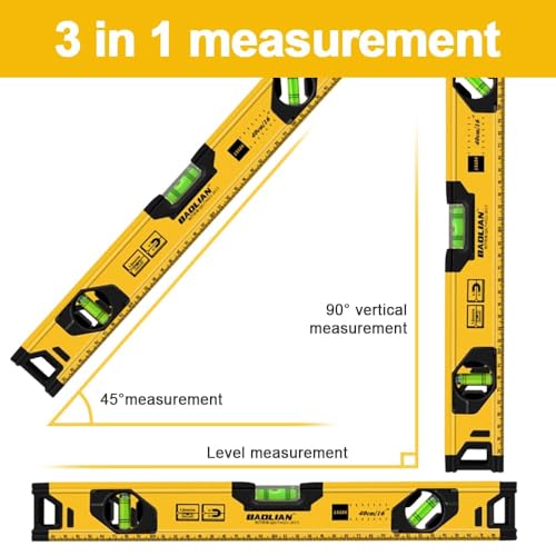 TERRIFI 16 Inch Spirit Level with Magnetic Base - Shock Proof Aluminum for Construction and DIY