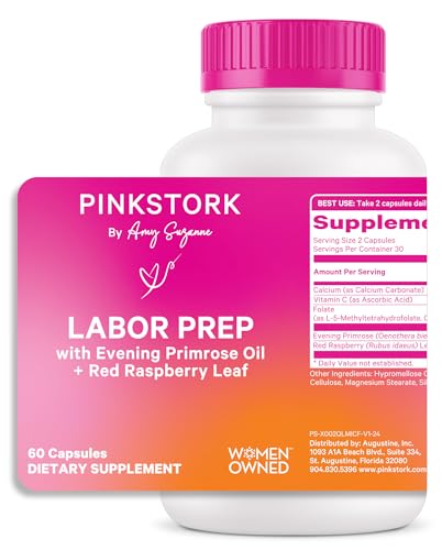 Pink Stork Labor Prep - Evening Primrose Oil & Red Raspberry Leaf Capsules (60ct)