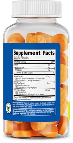 Nutricost Turmeric Gummies - 120 Gummies with 95% Curcuminoids, Ginger & Black Pepper Extract for Joint Support