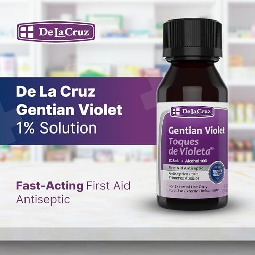De La Cruz 1% Gentian Violet First Aid Antiseptic Liquid - 1 FL OZ (Pack of 18)