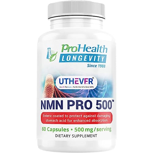 ProHealth Longevity NMN Pro 500 Enhanced Absorption - Uthever Brand NMN for NAD+ Boost - 60 Capsules