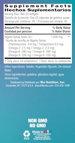 Bio Nutrition Black Seed Oil Softgels - 90 Count - Immune & Digestive Support