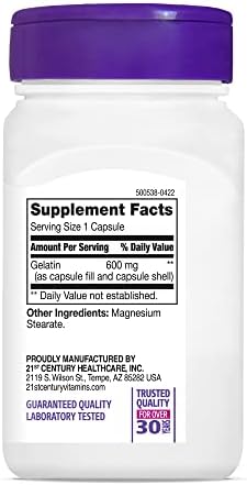 21st Century Gelatin Capsules - 600mg, 100 Count