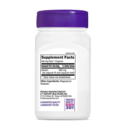 21st Century Gelatin Capsules - 600mg, 100 Count