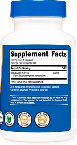 Nutricost Beta Glucan: Immune Support with 1,3D Glucan (60 Capsules)
