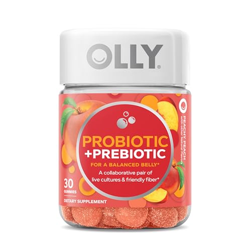 OLLY Balanced Belly Gummy Supplements - Peachy Peach - Supports Digestive Health - 30 Count
