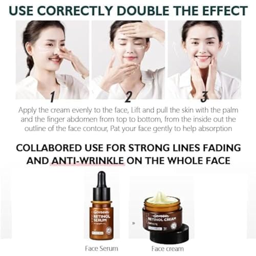 Goreem Retinol Face Cream & Serum Set - Anti-Aging, Firming, Moisturizing - 30g Cream & 30ml Serum