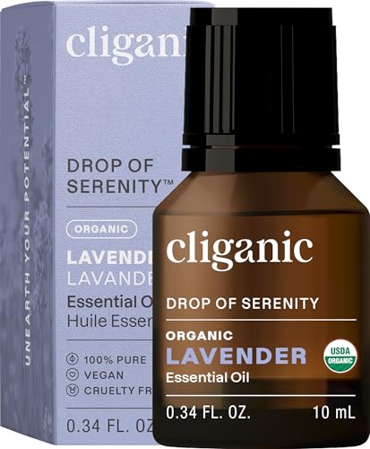 Cliganic USDA Organic Lavender Essential Oil - 100% Pure, Natural, Undiluted for Aromatherapy