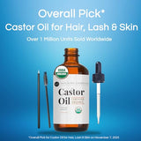Kate Blanc USDA Organic Castor Oil (2oz) - 100% Pure, Cold Pressed for Eyelash, Hair Growth & Skin