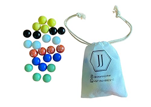 Jackaroo Wood Game Marble Color Two-Side Board - 4 Players One Side, 6 Players Other Side with Carry Bag