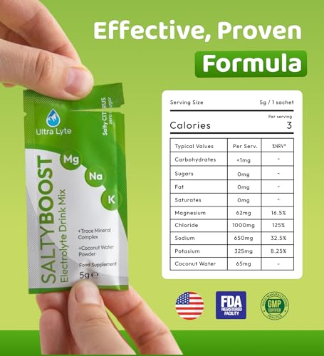 Ultra Lyte SaltyBoost Drink Mix - Salty Citrus Electrolytes Powder - 12 Sachets
