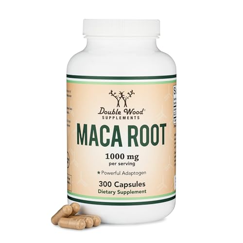Premium Maca Root Capsules 1000mg - Black, Red, Yellow Blend for Energy & Performance | 300 Count by Double Wood Supplements