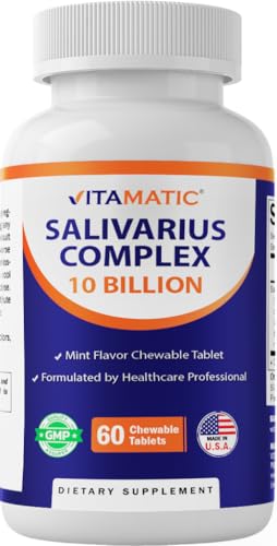 Vitamatic Salivarius Complex 10 Billion Mint Chewable Probiotics for Oral Health - 60 Count