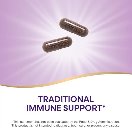 Nature's Way Black Elderberry Supplement, Traditional Immune Support*, With Elderberry and Elderflower, Plant Powered, 100 Capsules (Packaging May Vary)