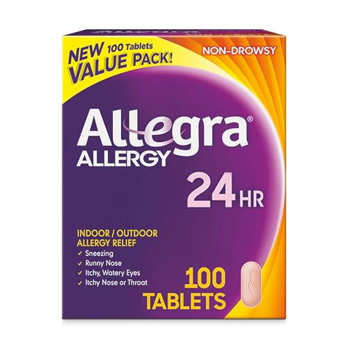 Allegra 24HR Adult Non-Drowsy Antihistamine Tablets 100-Count 180mg - 24-Hour Allergy Relief