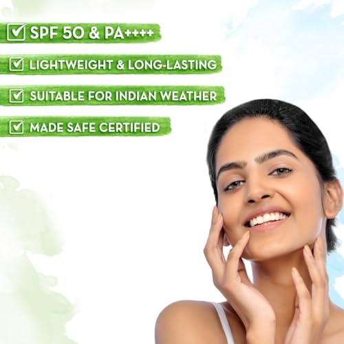 Mamaearth Ultra Light Indian Sunscreen SPF 50 PA ++++ - Carrot Seed & Turmeric, No White Cast, 80g