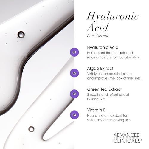 Advanced Clinicals Hyaluronic Acid Serum - Hydrating & Plumping Facial Serum
