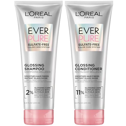 L'Oreal Paris EverPure Glossing Shampoo & Conditioner Set - Sulfate-Free with Glycolic Acid for Shine & Smoothness