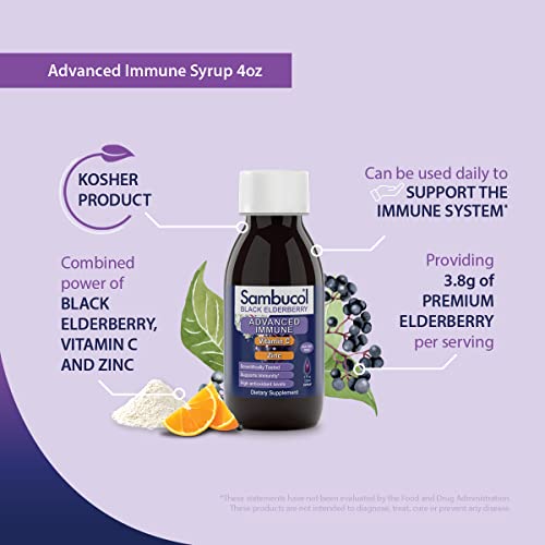 Sambucol Black Elderberry Syrup Original Formula | Immune Support for Adults & Kids 4+ | Gluten-Free, Vegan, Kosher | 4 Fl Oz