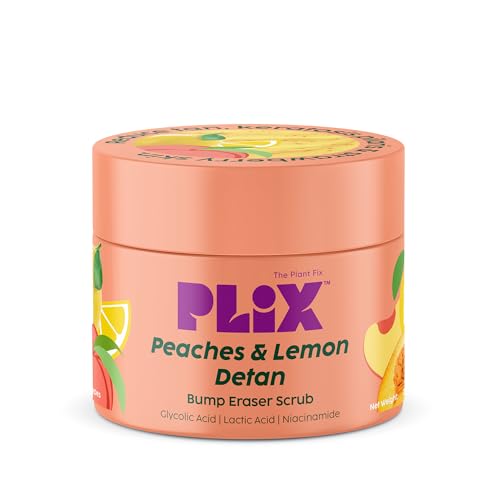 PLIX The Plant Fix Peaches & Lemon Detan Body Scrub (200g) | Bump Eraser for Tan Removal & Even Tone
