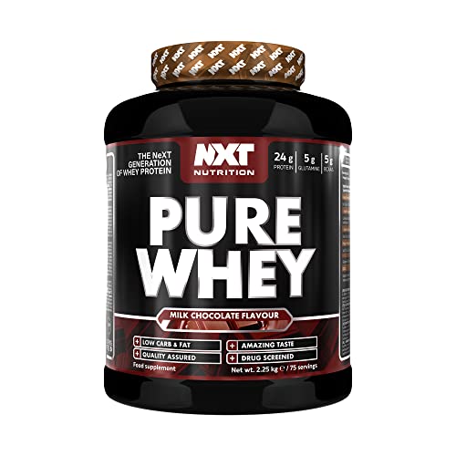 NXT Nutrition Pure Whey 2.25kg - Hydrolyzed Whey Protein with Isolate & Concentrate - Muscle Growth Recovery 75 Servings Milk Chocolate
