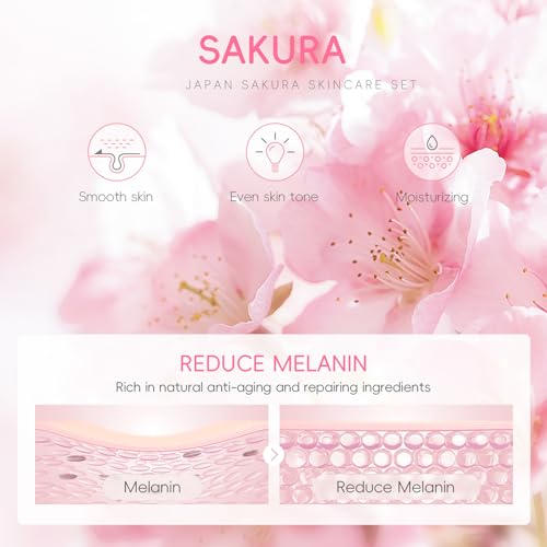 SAKURA 5-Piece Skin Care Gift Set for Women - Cleanser, Toner, Serum, Eye & Face Cream