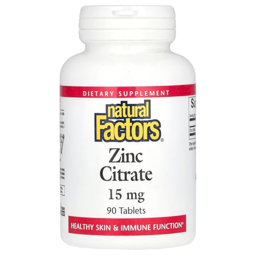 Natural Factors Zinc Citrate Tablets - Immune Support & Skin Health - 90 Tablets