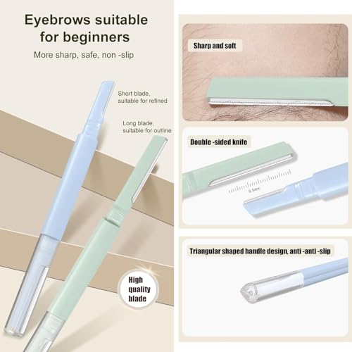Women Facial Razor for Dermaplaning - Double Head Blades for Hair Removal | 8 Packs Travel-Friendly Razors