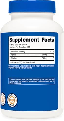 Nutricost L-Arginine & L-Citrulline Complex - 120 Capsules - Circulation Support