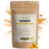 Organic Turmeric Capsules with Black Pepper Piperine - 100 Capsules - Natural Anti-Inflammatory & Antioxidant Support