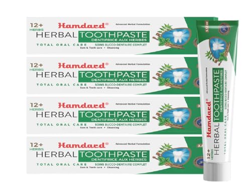 Hamdard 12 Herbs Total Oral Care Toothpaste - Natural Dental Health (100g x 4)