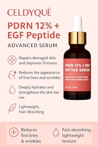 PDRN 120,000 ppm EGF Peptide Microneedling Serum – Anti-Aging with Volufiline, Salmon DNA & Phyto PDRN 12% 1 Fl Oz