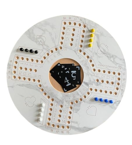 Jackaroo Wood Game Marble Color Two-Side Board - 4 Players One Side, 6 Players Other Side with Carry Bag