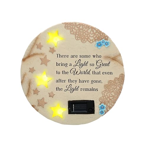 10" Solar Powered Memorial Garden Stone - 'Light Remains' Tribute