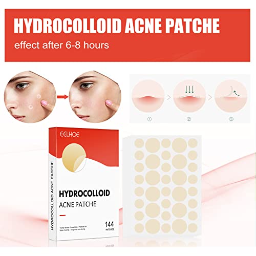 JDLYEVER Hydrocolloid Acne Patch - Invisible Makeup Closed Acne Patch, Waterproof & Breathable, 144 Patches