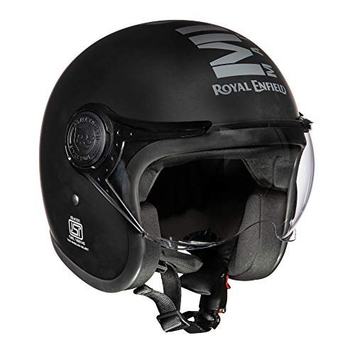 Royal Enfield MLG ABS Open Face Helmet with Visor - Matt Black & Dark Grey (L, 60 cm)