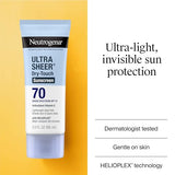 Neutrogena Ultra Sheer Dry-Touch Sunscreen Lotion SPF 70 - Broad Spectrum, Water Resistant, Oil-Free, Non-Comedogenic, Matte Finish - Travel Size 3 Fl Oz