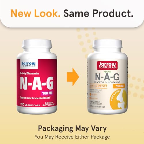 Jarrow Formulas N-Acetyl Glucosamine (NAG) - 700mg, 120 Veggie Capsules for Joint Support