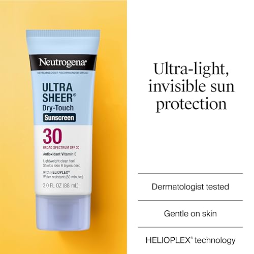 Neutrogena Ultra Sheer Dry-Touch Sunscreen Lotion SPF 30 - Oxybenzone-Free, Water Resistant, Non-Greasy, Travel Size (3 Fl Oz, Pack of 3)