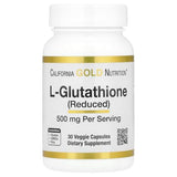 California Gold Nutrition L-Glutathione 500mg - 30 Veggie Capsules for Detox & Immunity