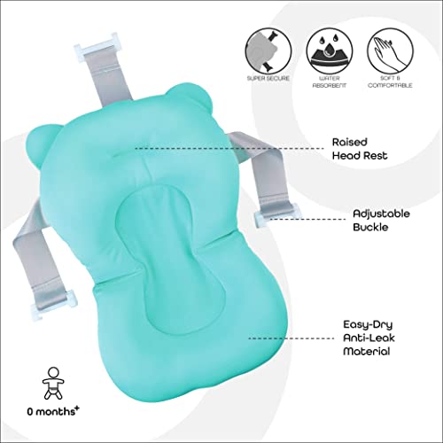 The Moon Brand Anti-Slip Baby Bath Pad - Foldable Infant Support Cushion (Blue)