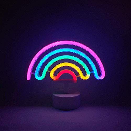 Neon Rainbow LED Wall Light - Battery Operated Marquee Sign for Bedroom & Party Decor