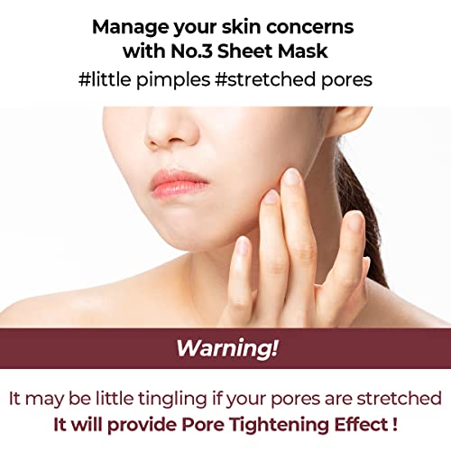 numbuzin No.3 Tingle-Pore Softening Sheet Mask – Pore Minimizing, Smoothing & Brightening Korean Face Mask with Bifida (Pack of 5)